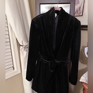 Zara Black Long Sleeve Velvet Pitch Black Dress